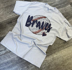 Load image into Gallery viewer, Braves Leopard Baseball on Silver