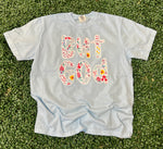 Load image into Gallery viewer, But God Floral with Lace Trim shown on Comfort Colors Chambray