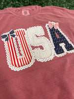 Load image into Gallery viewer, USA Lace on Comfort Colors (Shown on Brick)