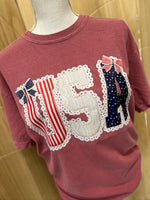 Load image into Gallery viewer, USA Lace on Comfort Colors (Shown on Brick)