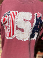 Load image into Gallery viewer, USA Lace on Comfort Colors (Shown on Brick)