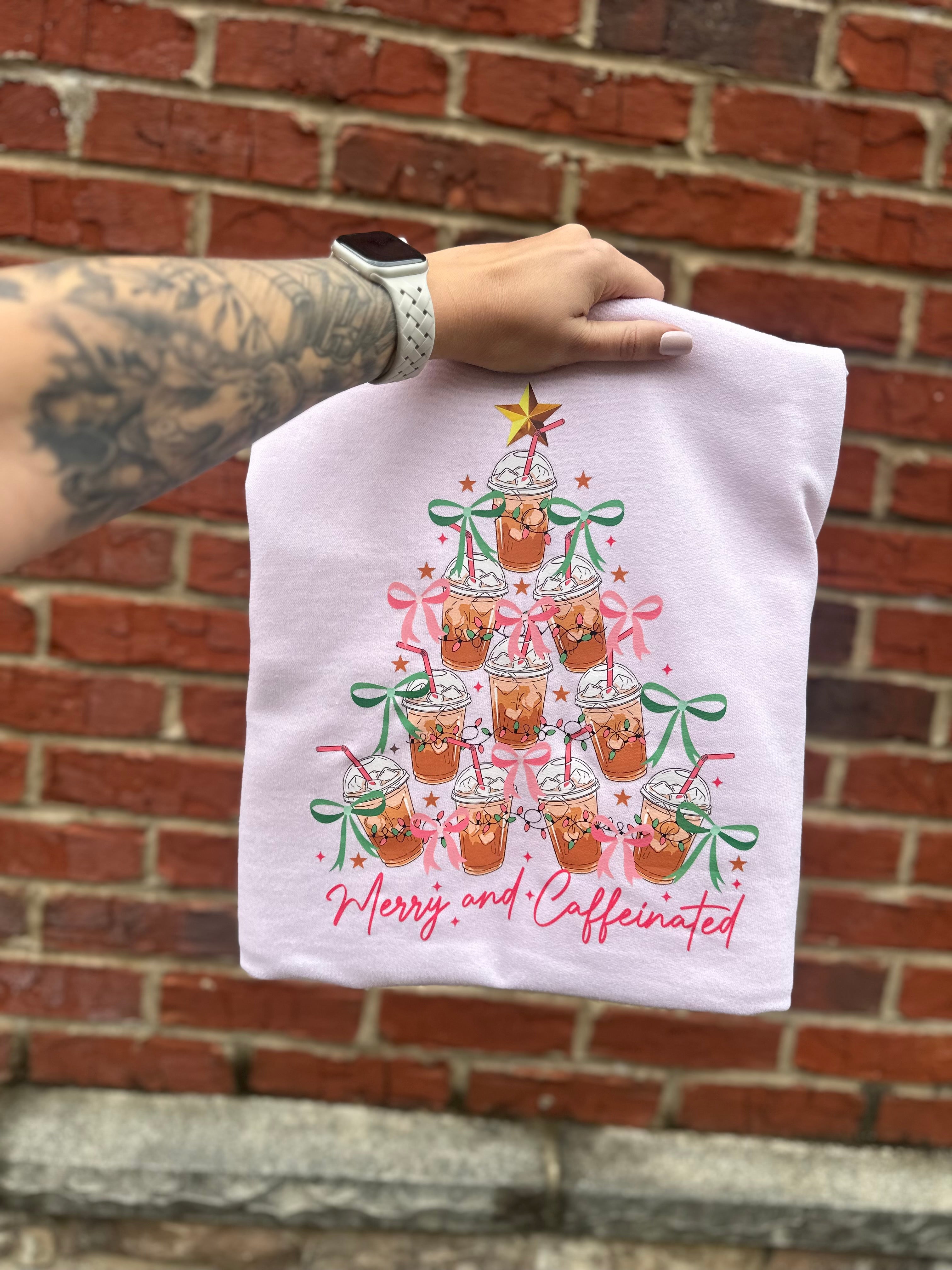 Merry & Caffeinated : Pink Hanes Sweatshirt - FINAL SALE