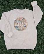 Load image into Gallery viewer, Retro Blessed Floral Circle on Ash Gray
