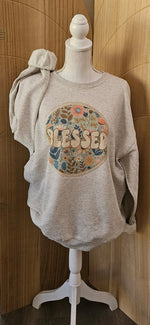 Load image into Gallery viewer, Retro Blessed Floral Circle on Ash Gray
