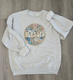 Load image into Gallery viewer, Retro Blessed Floral Circle on Ash Gray
