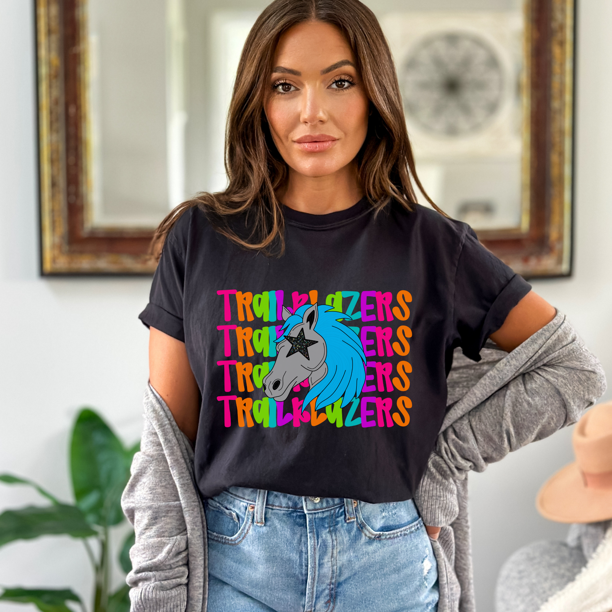 Bright Colored Mascot on Comfort Colors - Trailblazers