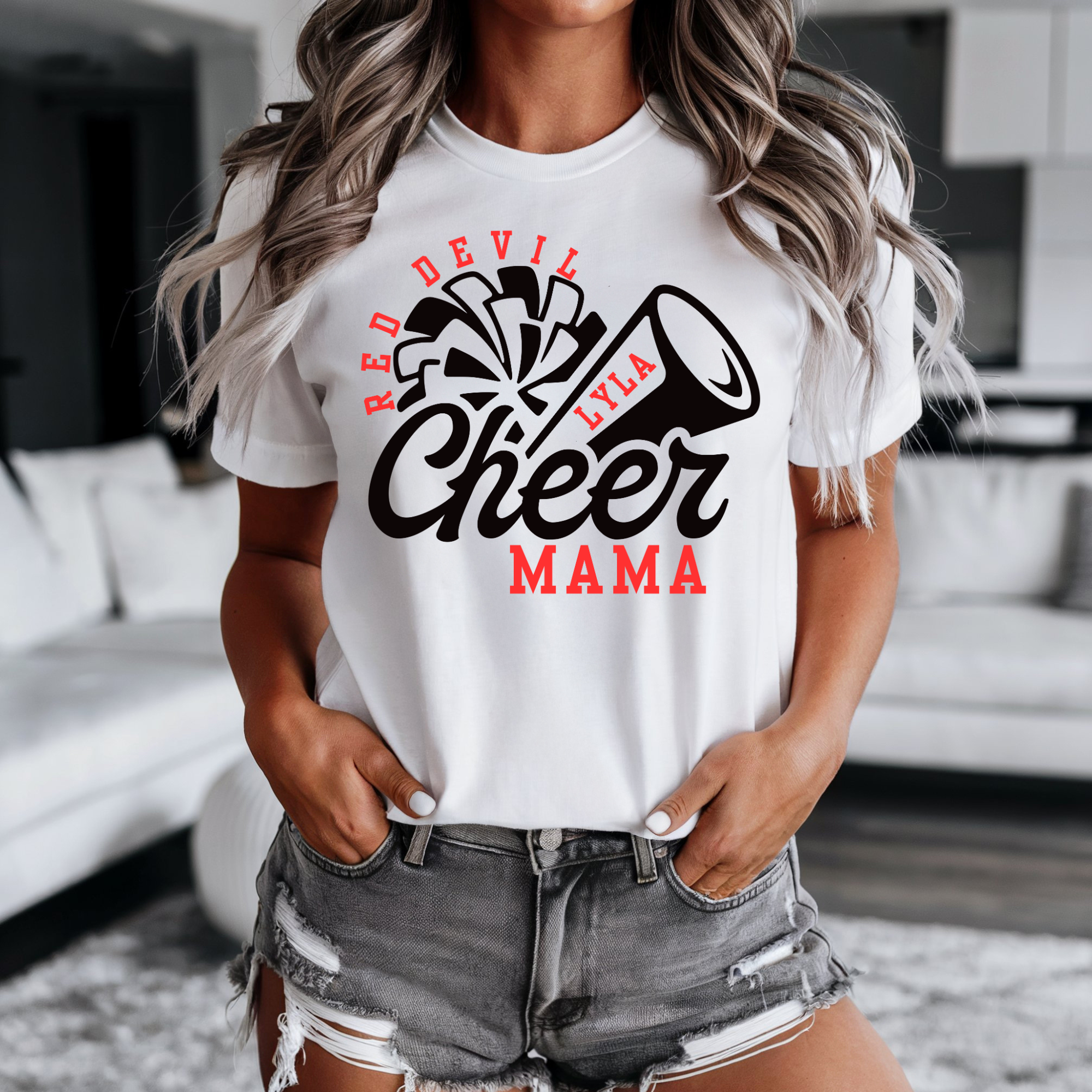 Custom Cheer Mom (or other title) on Gildan Sofstyle