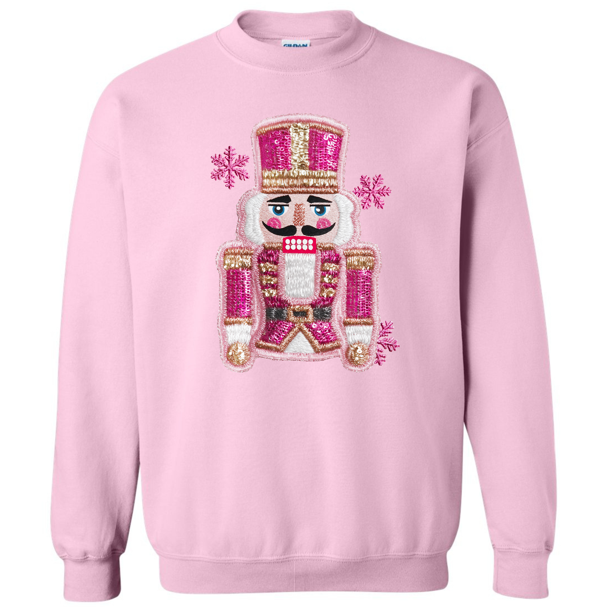 Sequin Pink Nutcracker on Gildan Light Pink