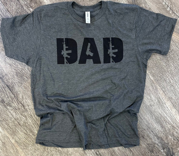 DAD with Guns on Dark Heather Gray