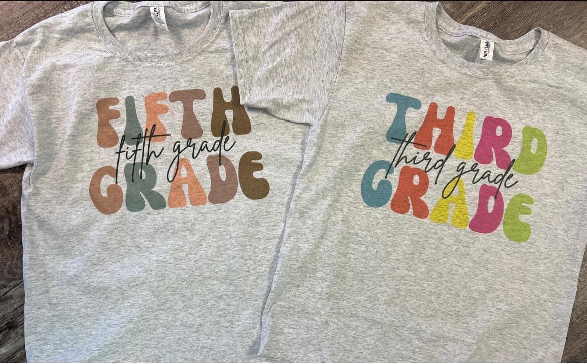 Back To School Bubble Letter Tees
