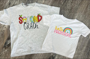 Back To School Block Custom Grade Level Tees