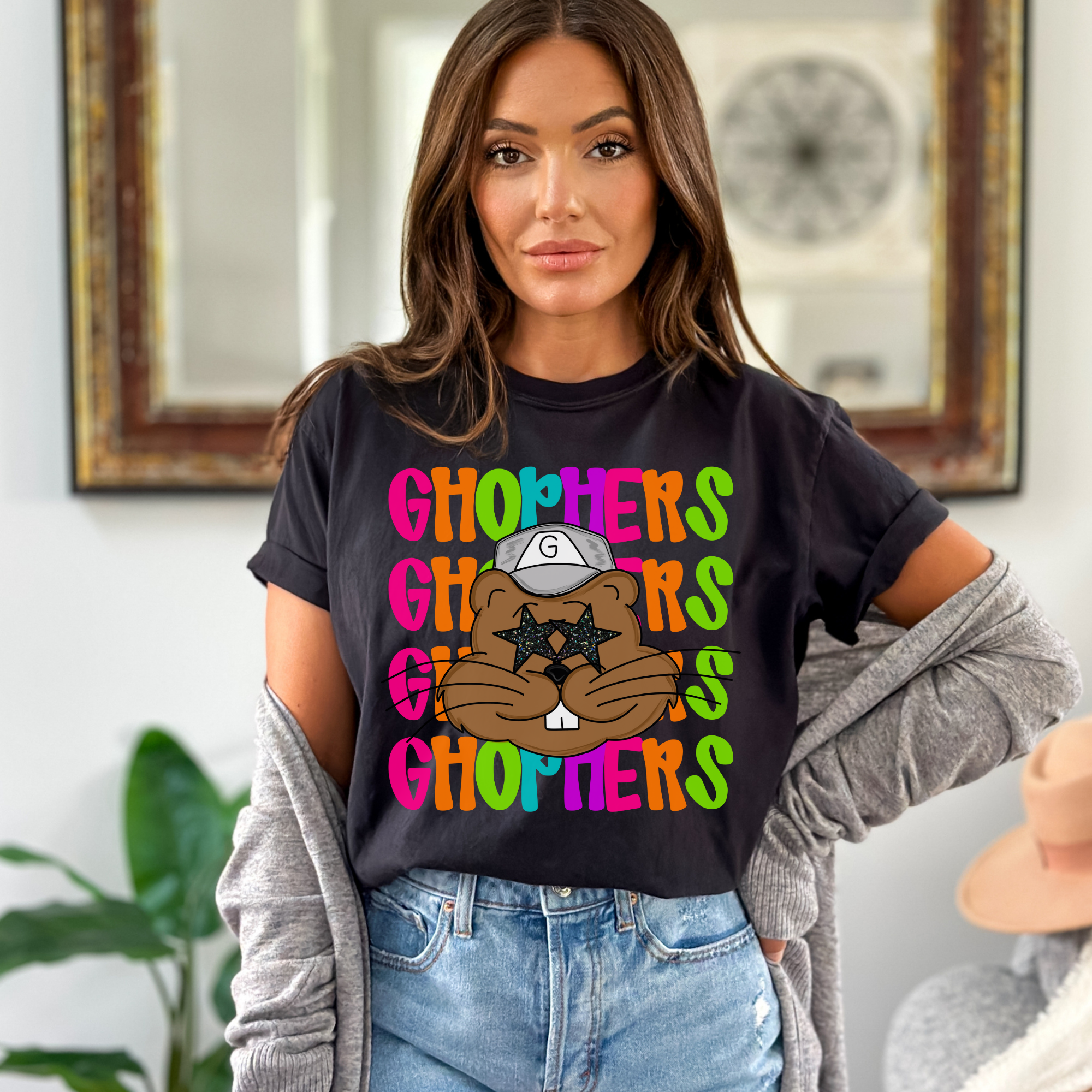 Bright Colored Mascot on Comfort Colors - Ghophers