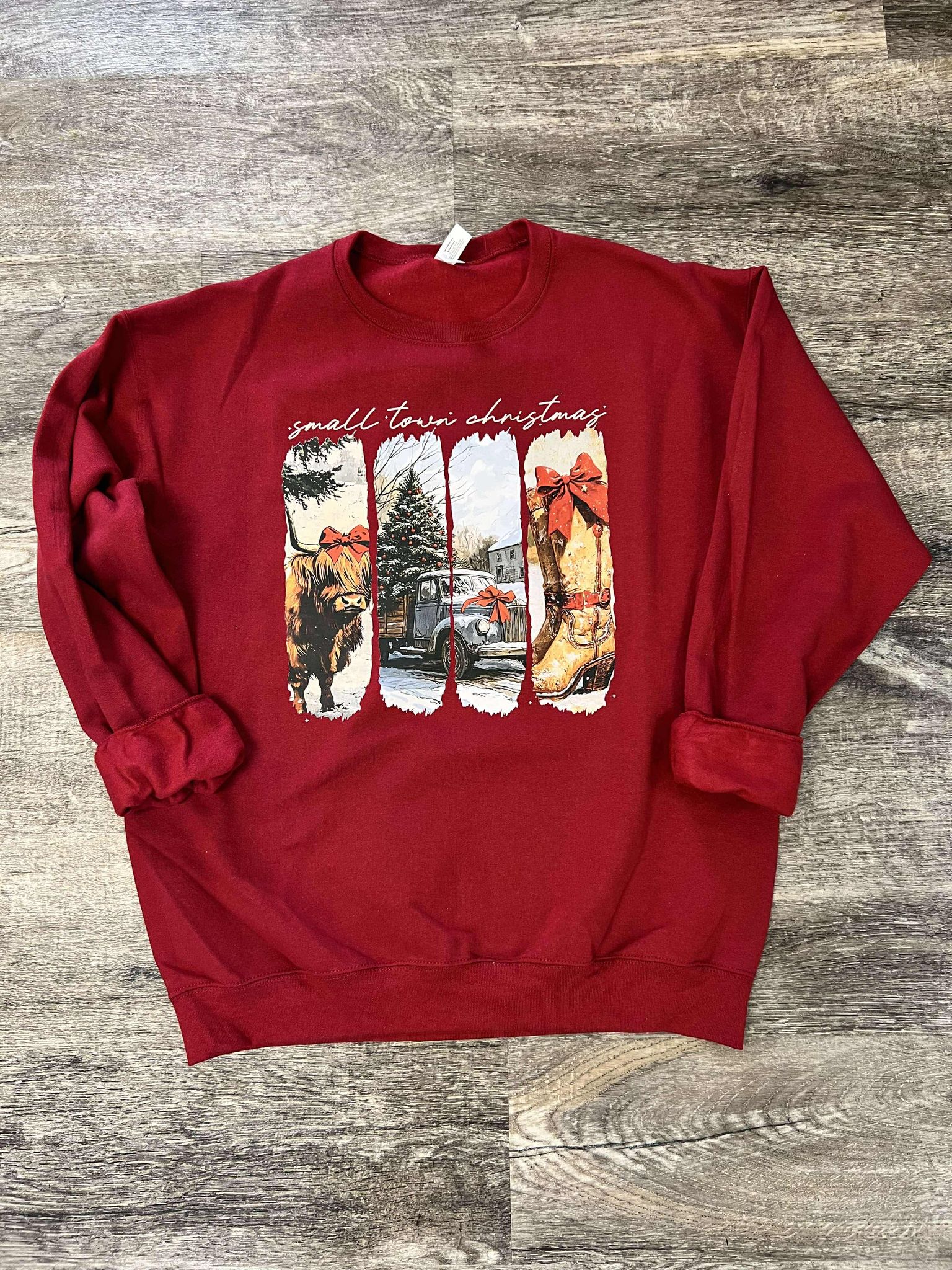 Vintage Christmas Sweatshirts - Small Town Christmas on Jerzees Cardinal
