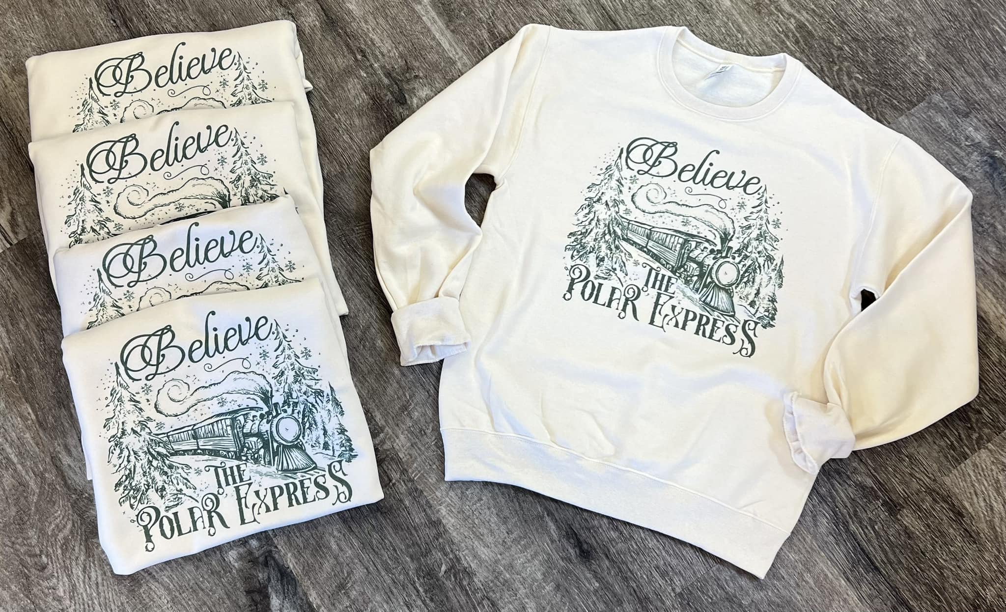 Believe The Polar Express Sweatshirt on Sand