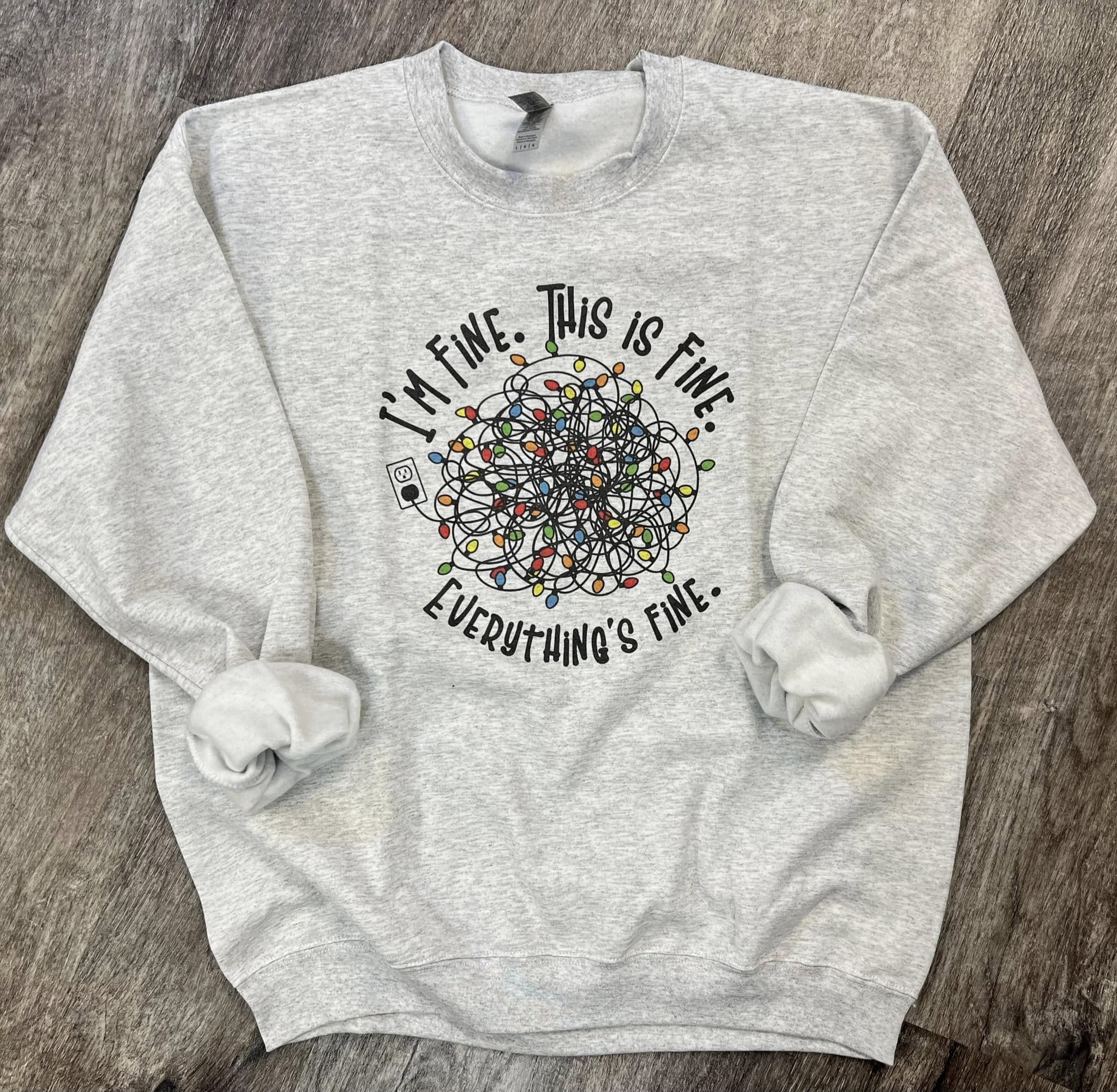 Christmas Lights This Is Fine Sweatshirt on Ash Gray