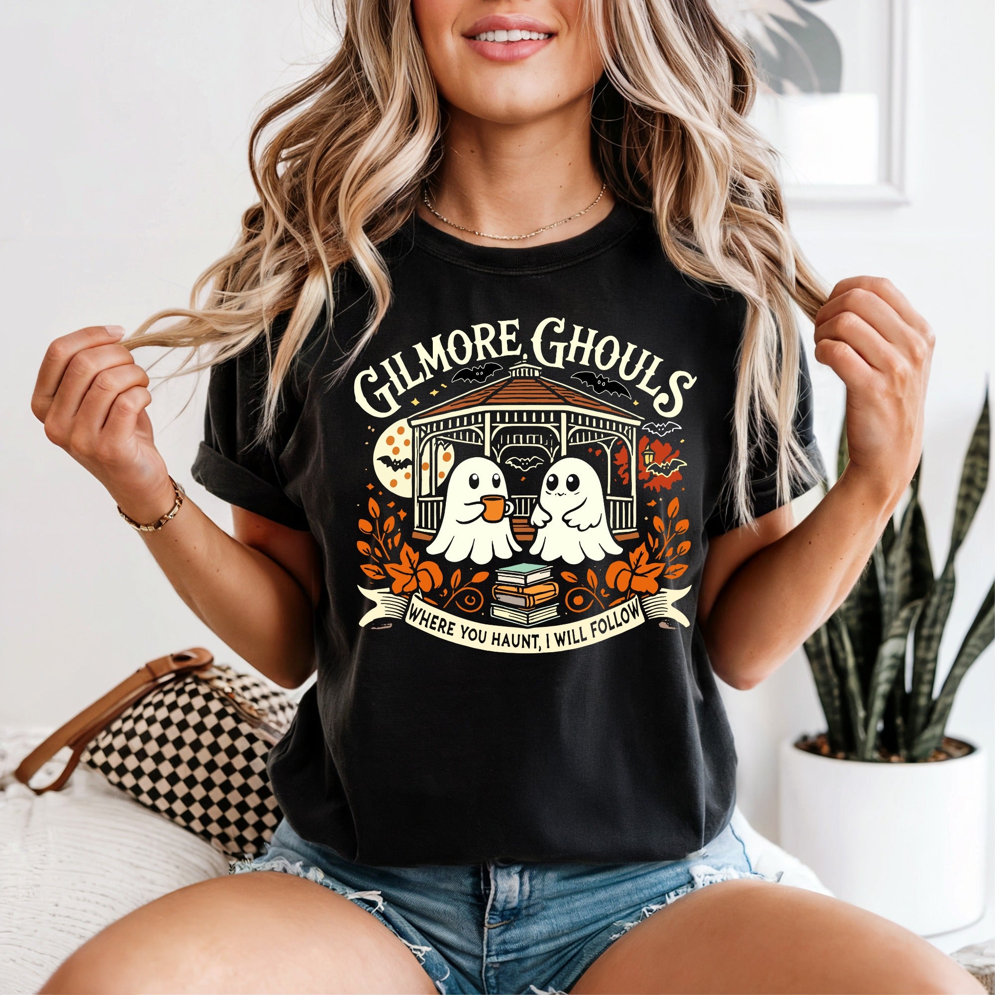 Gilmore Ghouls on Black Gildan Sofstyle