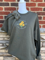 Load image into Gallery viewer, Embroidered Sweatshirt: Consider the Wildflowers on Fatigue Green
