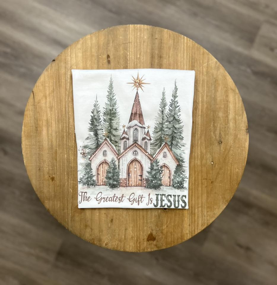 The Greatest Gift Is Jesus Tee on White