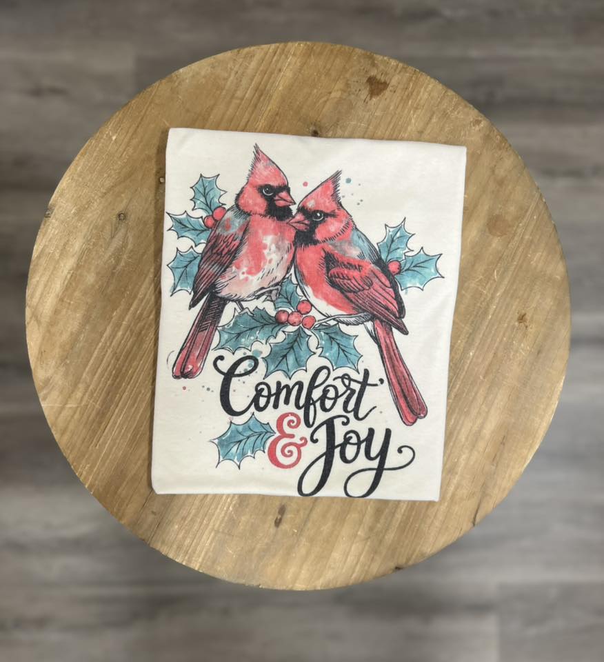 Comfort and Joy Cardinals Tee on Cream
