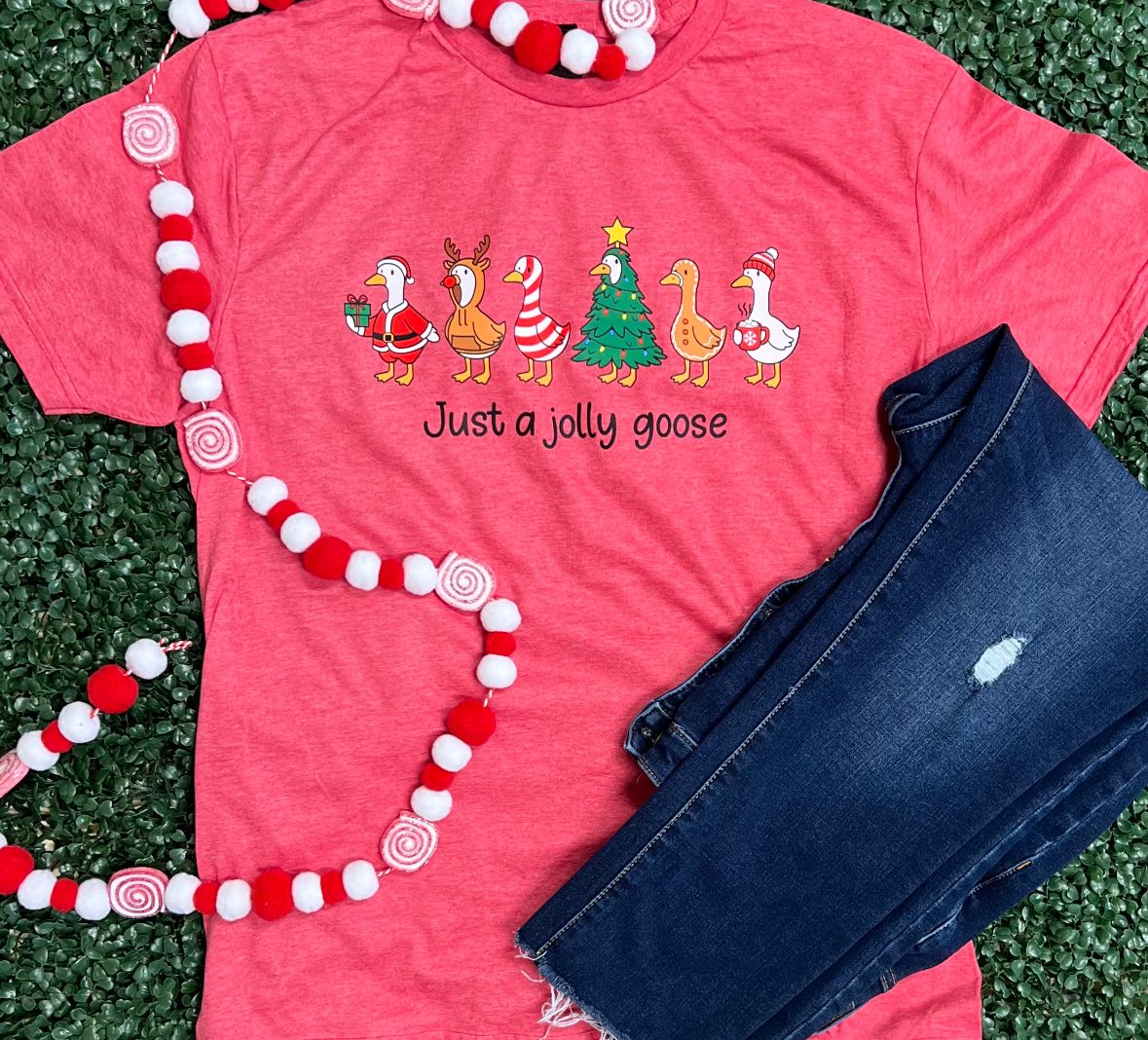 Just A Jolly Goose on Heather Red