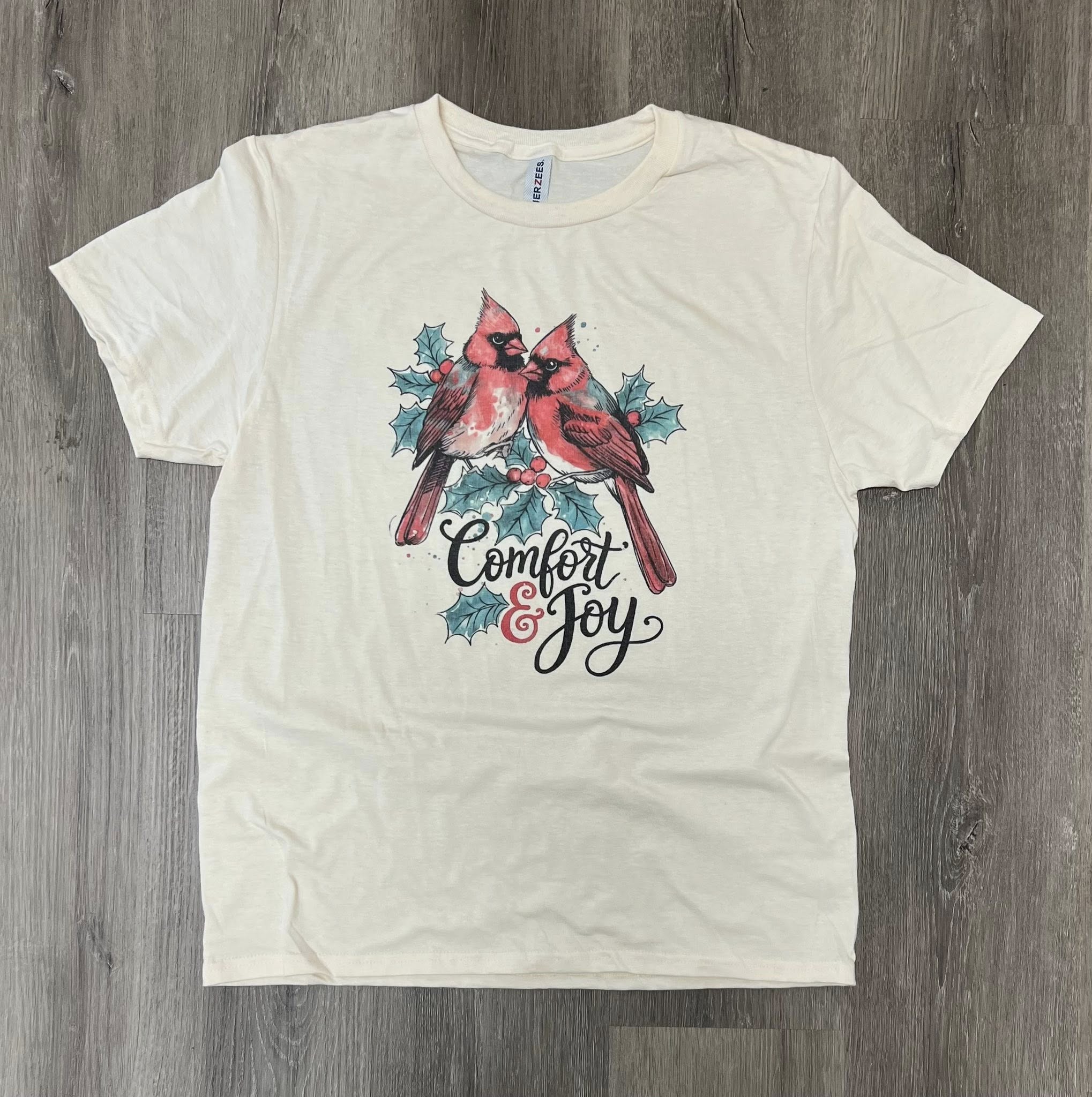 Comfort and Joy Cardinals Tee on Cream