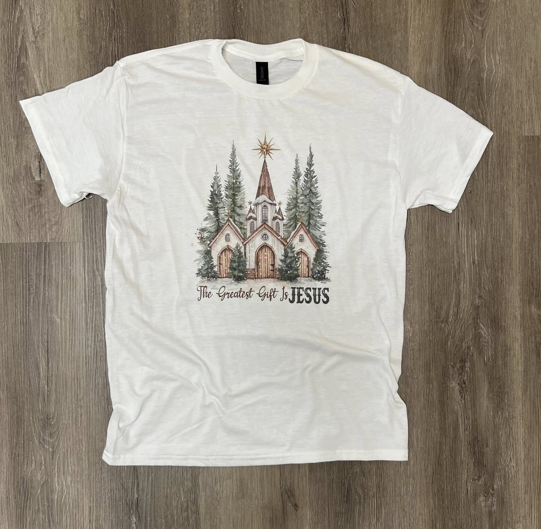 The Greatest Gift Is Jesus Tee on White