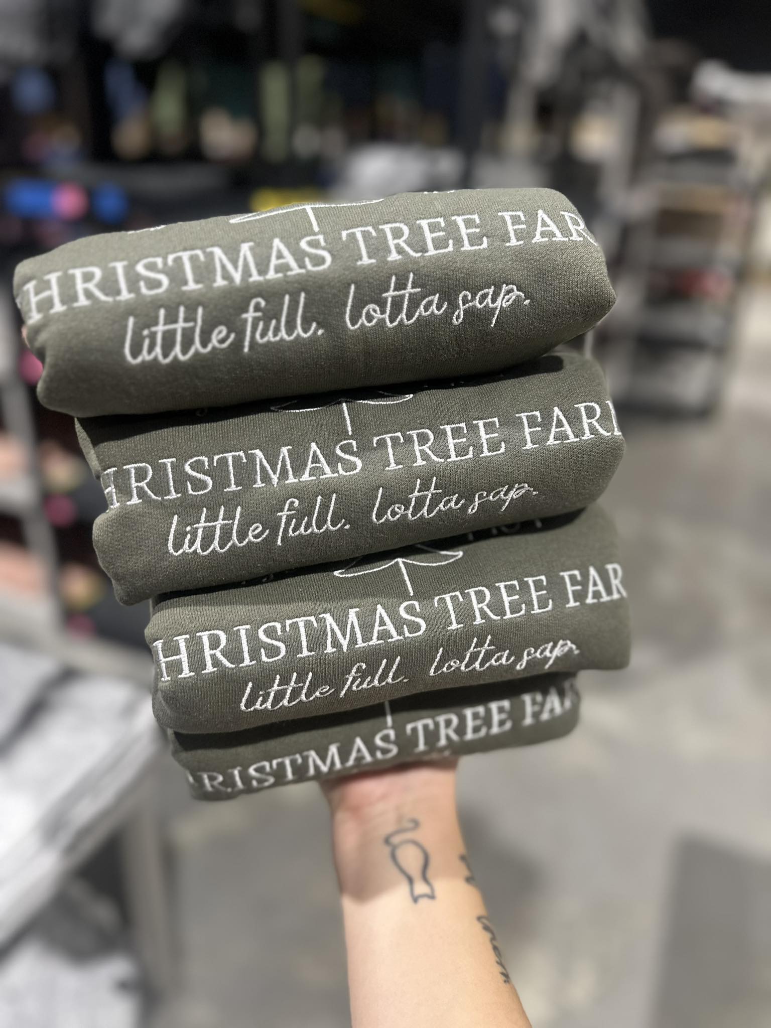 EMBROIDERED: Griswold Christmas Tree Farm on Fatigue Green