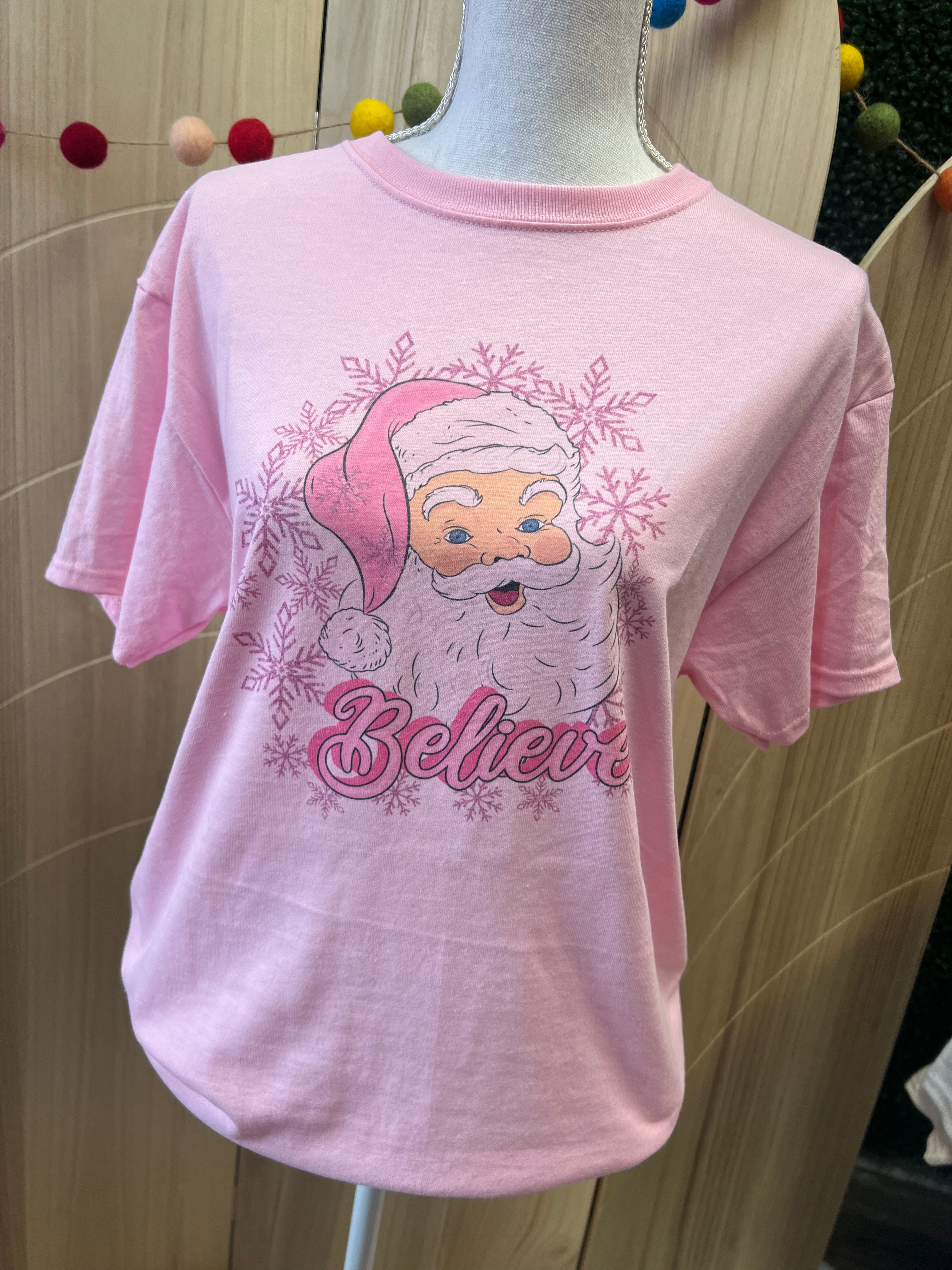 Pink Santa Short Sleeve / Sweatshirt