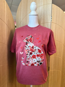 Valentine Cat on Comfort Colors Crimson