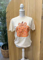 Load image into Gallery viewer, Fall 2025: Floral Pumpkin With Brown Gingham Bow on CC Ivory
