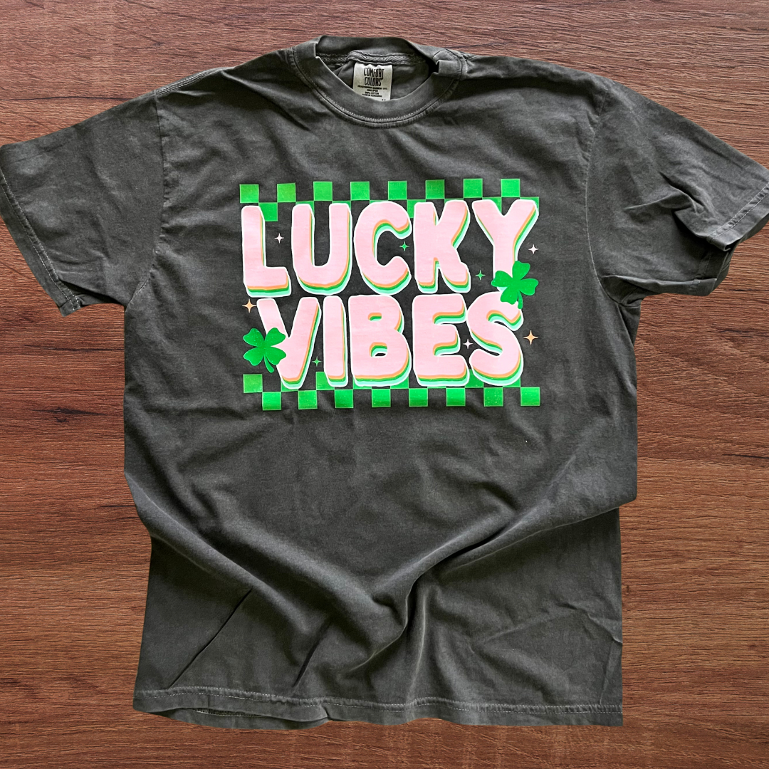 February T-SHIRT OF THE MONTH: Lucky Vibes on COMFORT COLORS