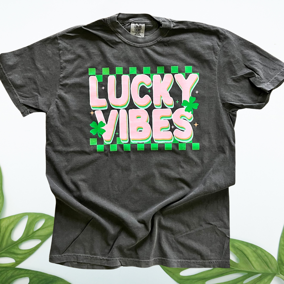 February T-SHIRT OF THE MONTH: Lucky Vibes on COMFORT COLORS