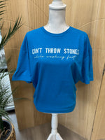 Load image into Gallery viewer, Can't Throw Stones While Washing Feet on Gildan Softstyle (Shown on Antique Sapphire)
