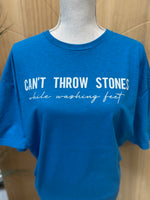 Load image into Gallery viewer, Can't Throw Stones While Washing Feet on Gildan Softstyle (Shown on Antique Sapphire)
