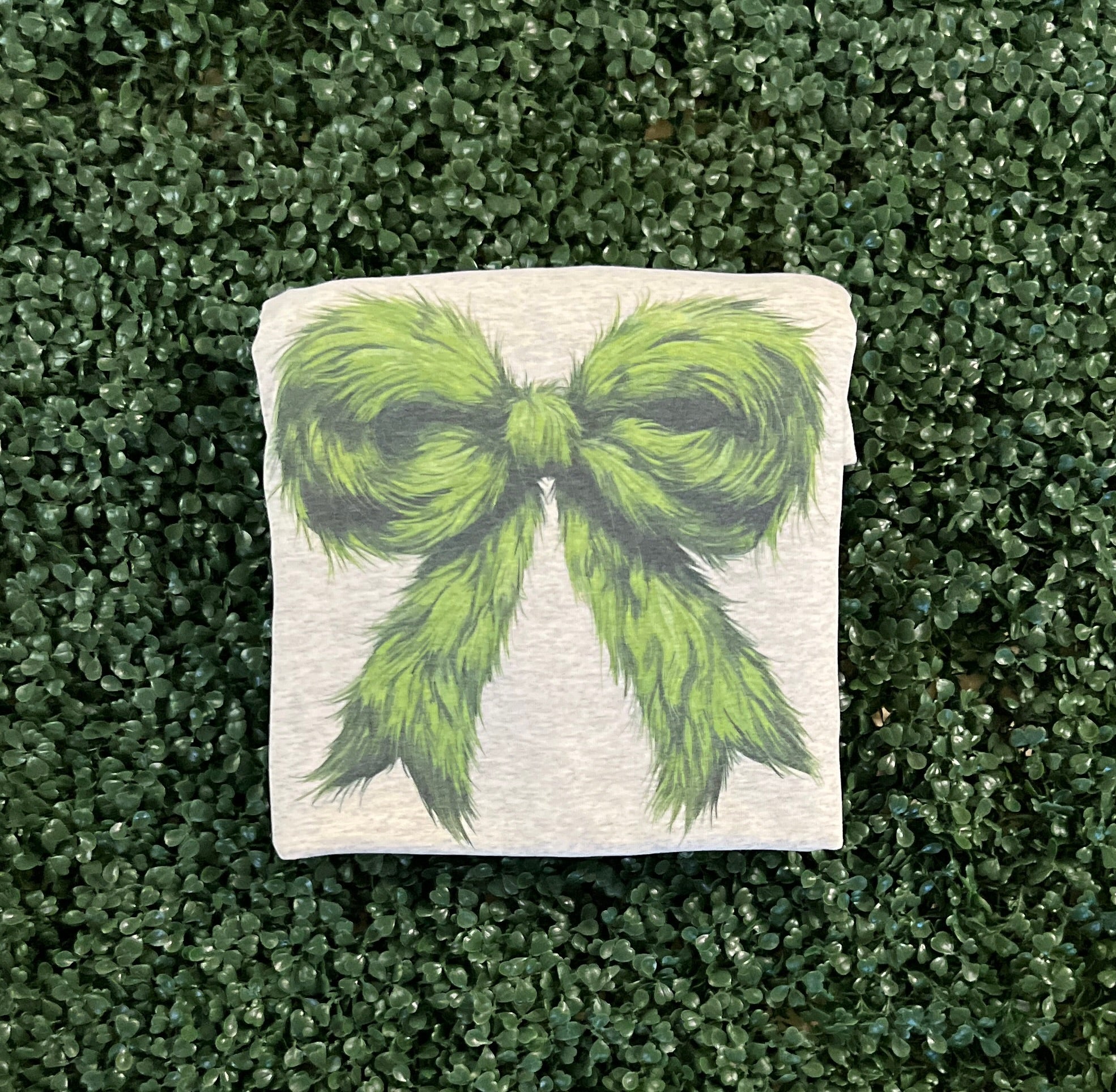 Green Man Bow Sweatshirt on Ash Gray