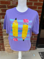 Load image into Gallery viewer, Pencils With Stripes on Comfort Colors (Shown on Violet)
