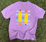 Load image into Gallery viewer, Pencils With Stripes on Comfort Colors (Shown on Violet)

