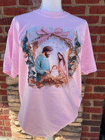 Load image into Gallery viewer, Painted Nativity on Comfort Colors Blue Spruce or Blossom
