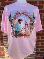 Load image into Gallery viewer, Painted Nativity on Comfort Colors Blue Spruce or Blossom
