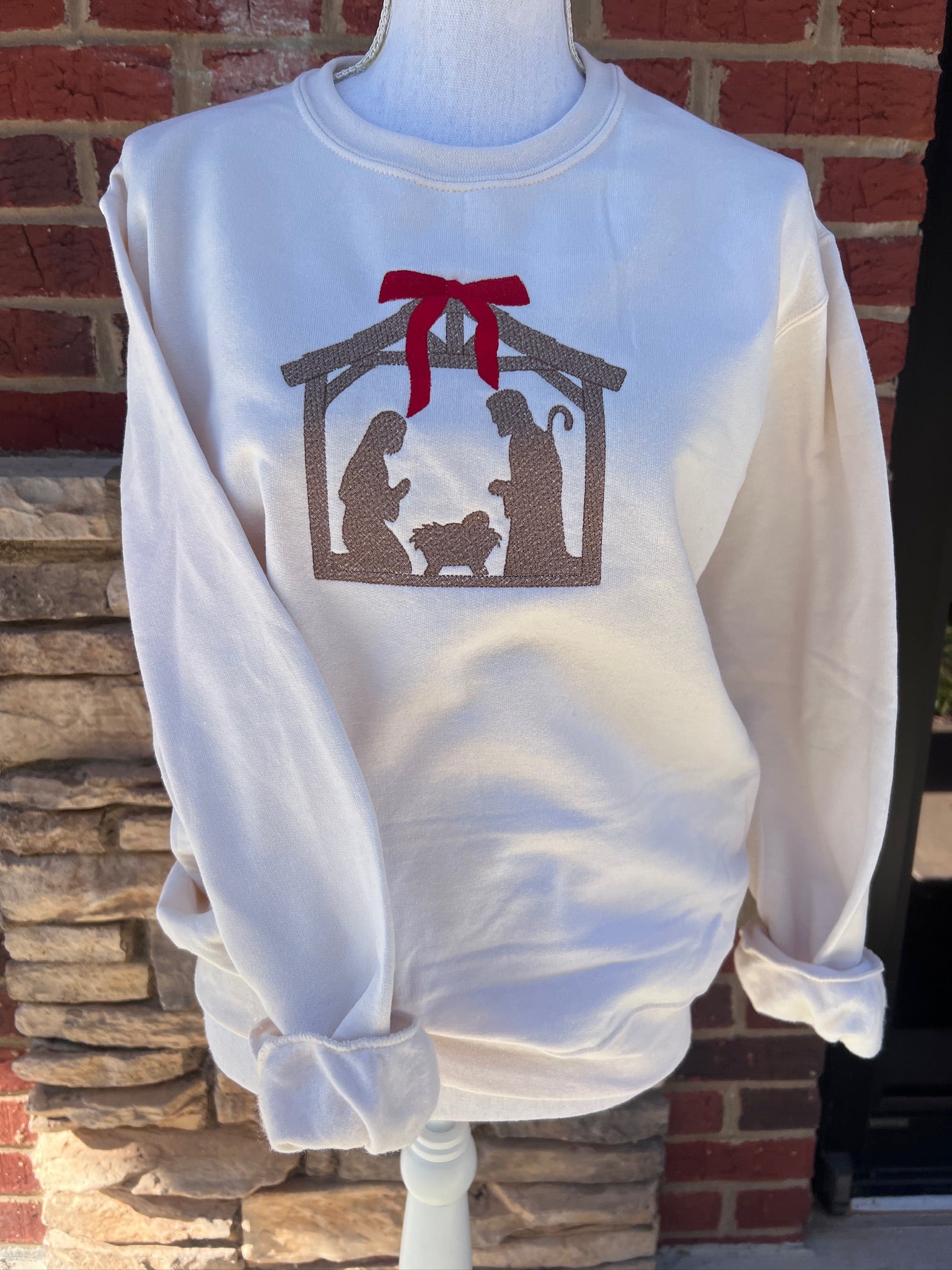 EMBROIDERED: Nativity on Cream