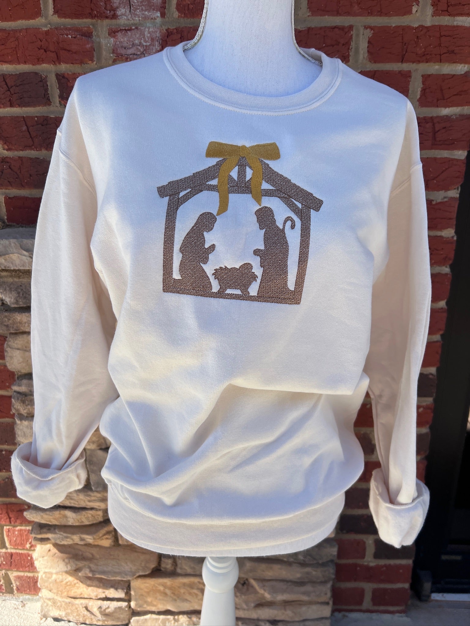 EMBROIDERED: Nativity on Cream