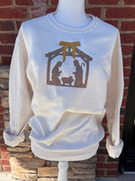 Load image into Gallery viewer, EMBROIDERED: Nativity on Cream
