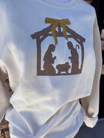 Load image into Gallery viewer, EMBROIDERED: Nativity on Cream
