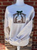 Load image into Gallery viewer, EMBROIDERED: Nativity on Cream
