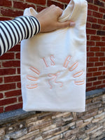 Load image into Gallery viewer, EMBROIDERED: God Is Good With Bow on Jerzees Cream or Light Pink
