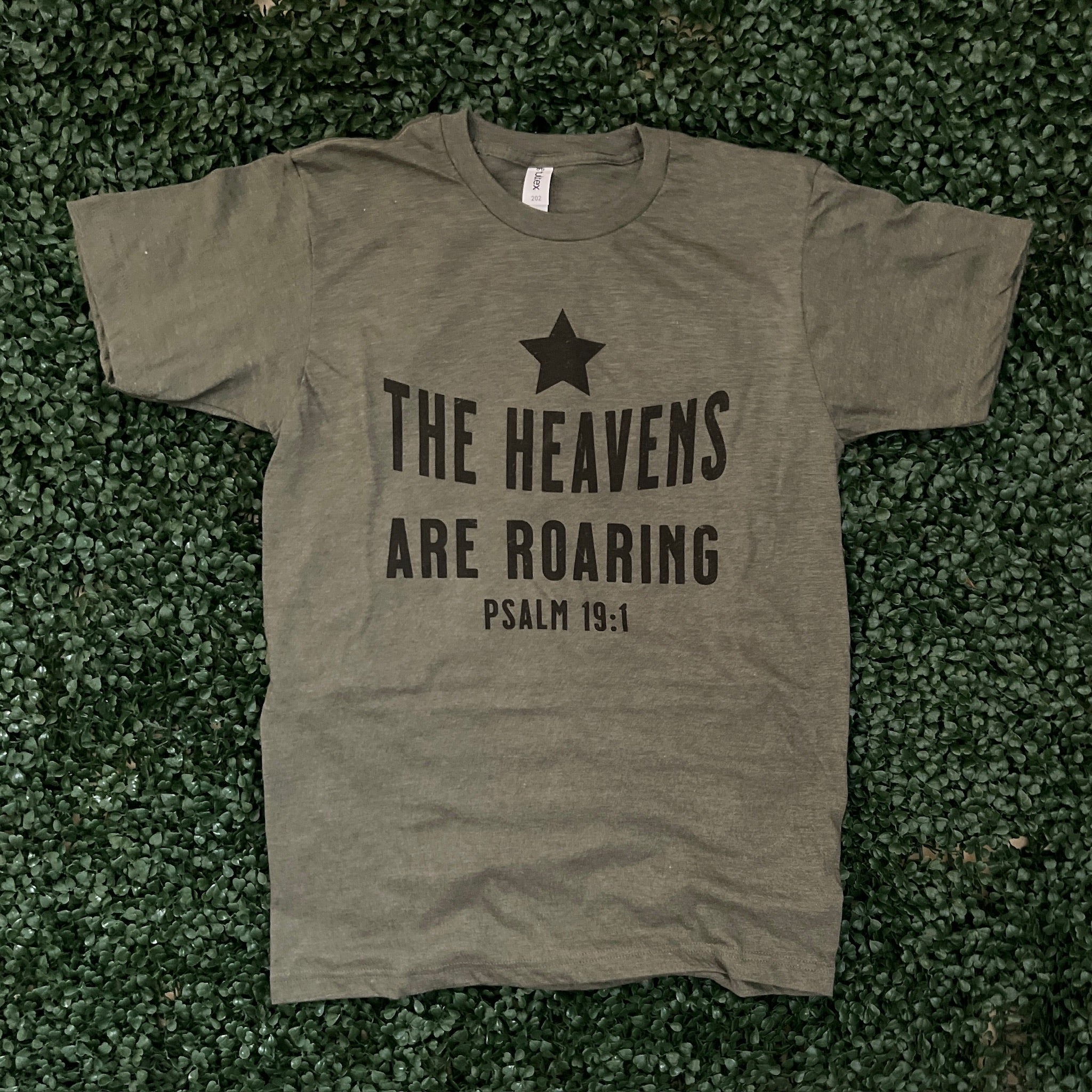 The Heavens Are Roaring on Tultex Heather Military Green