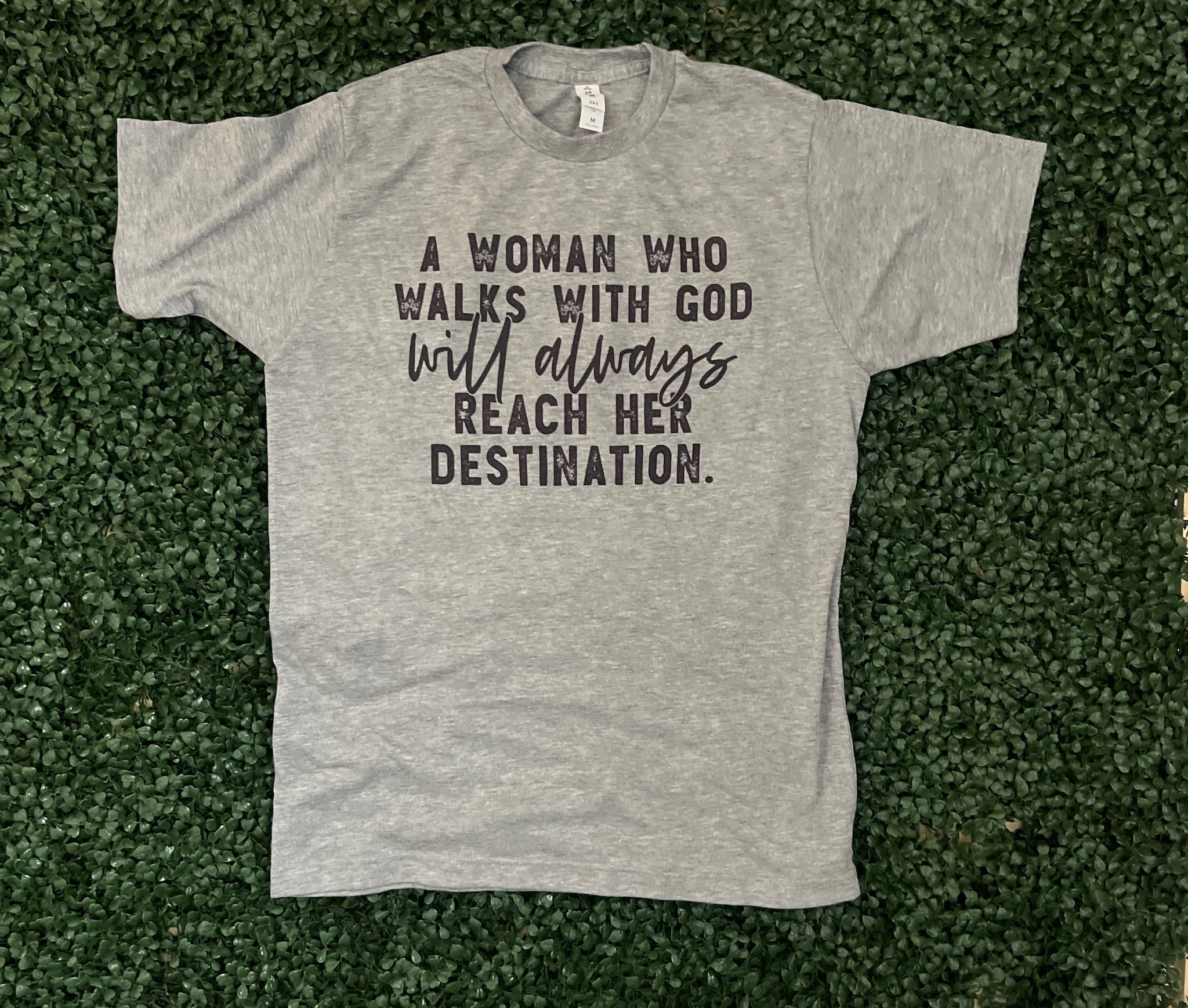 Woman Who Walks With God on Tultex Heather Gray