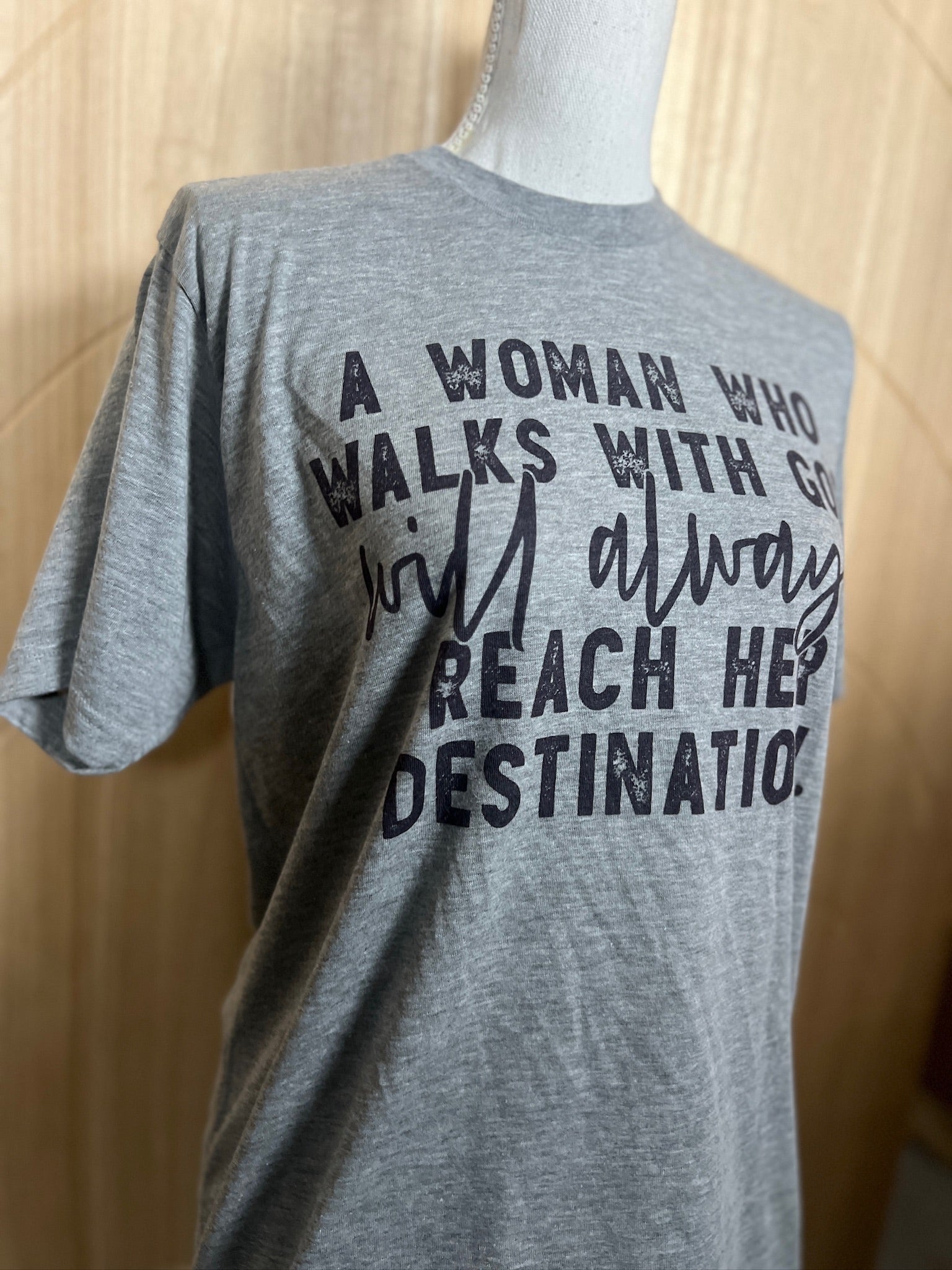 Woman Who Walks With God on Tultex Heather Gray