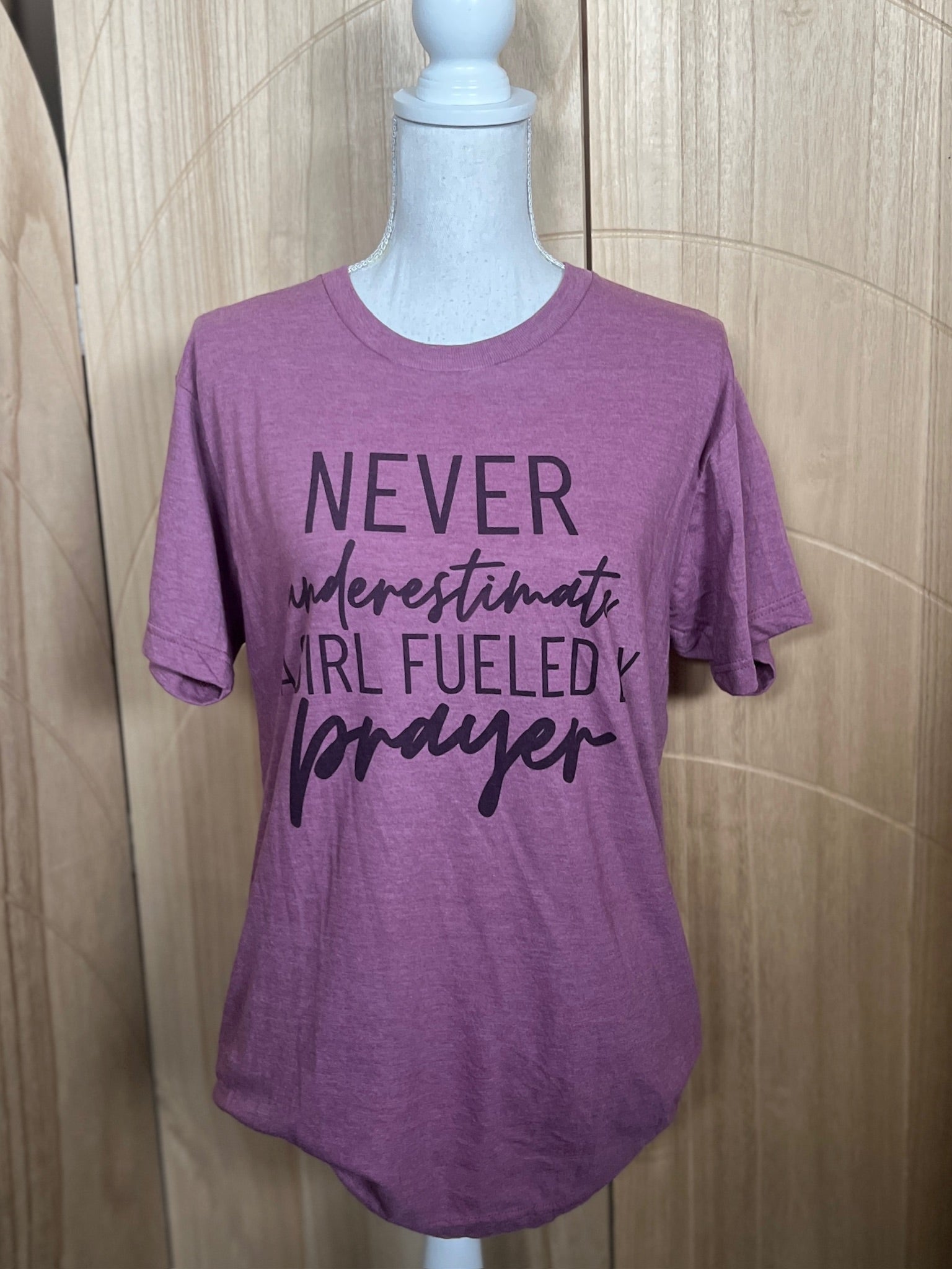 Never Underestimate A Girl Fueled By Prayer on Tultex Heather Military Cassis