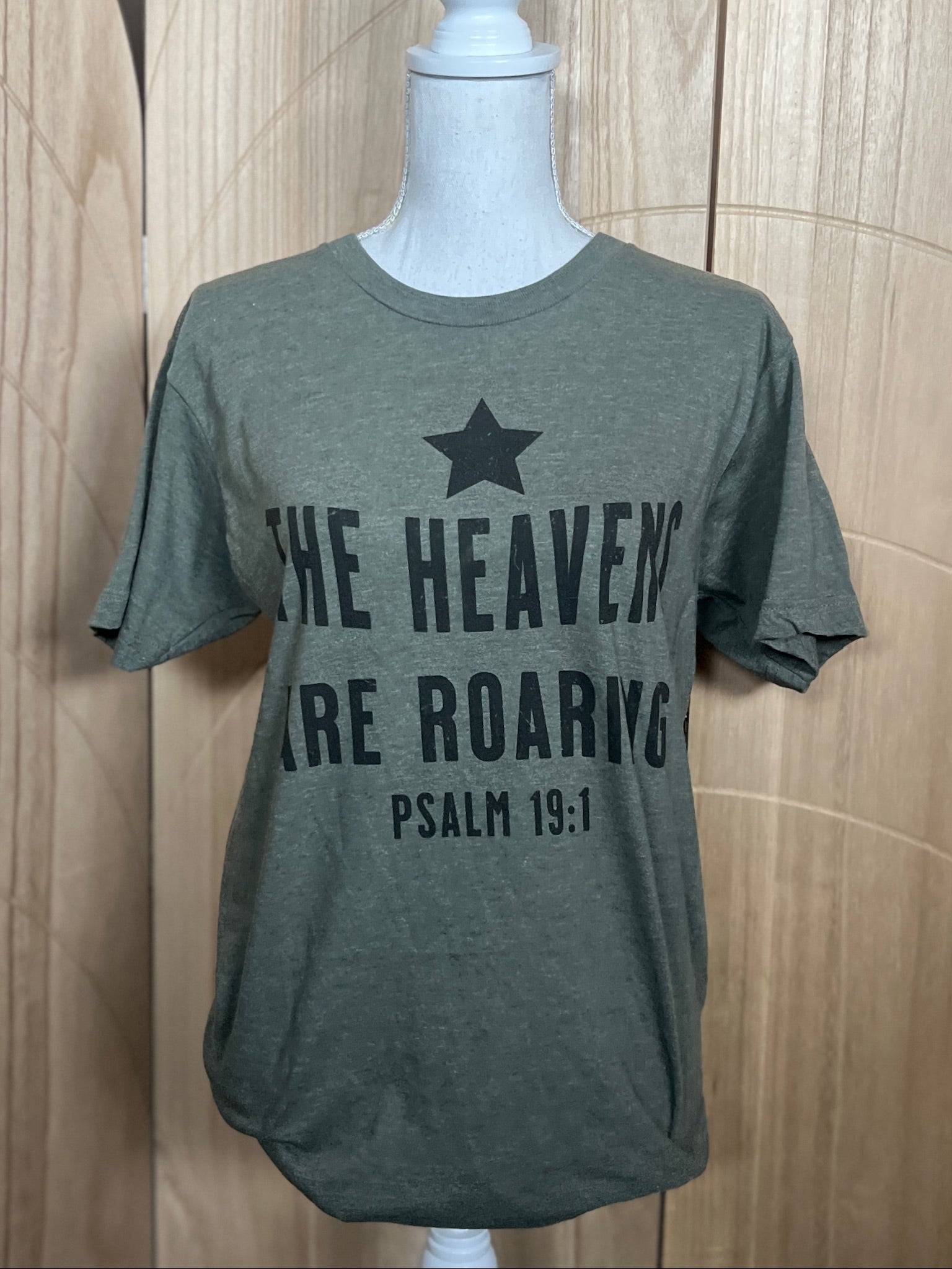 The Heavens Are Roaring on Tultex Heather Military Green